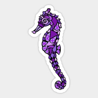 Purple Awareness Ribbon Mandala Seahorse Sticker